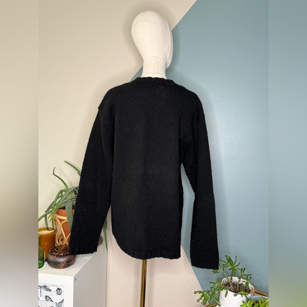 J.Crew Black 100% Wool Crewneck Sweater Women’s M Classic Minimal Knit - Picture 5 of 12